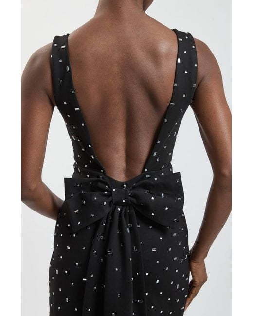 Karen Millen Black Embellished Bow Mini Dress With Embellished Detailing