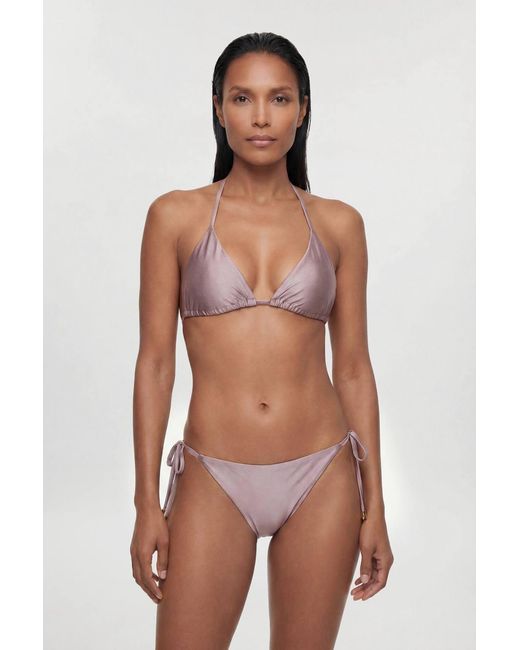 Karen Millen Brown Metallic Bikini Bottom With Bead Detail