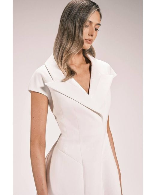 Karen Millen Natural Compact Stretch Seam Detail Tailored Mini Dress