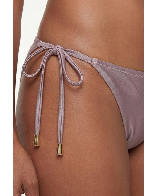 Karen Millen Brown Metallic Bikini Bottom With Bead Detail