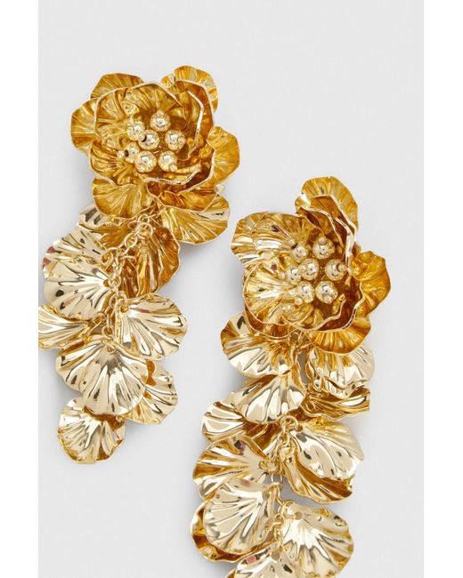 Karen Millen Black Textured Flower Drop Earrings