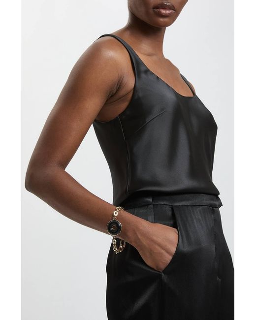 Karen Millen Black Resin Ring Chain Bracelet