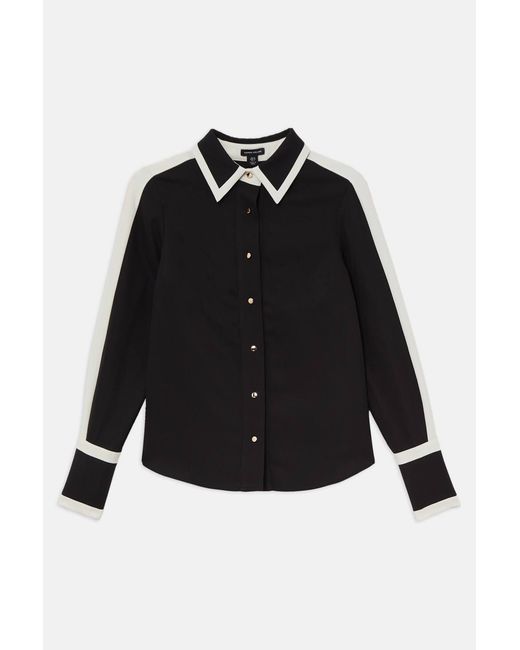 Karen Millen Black Forever Colour Block Twill Woven Shirt