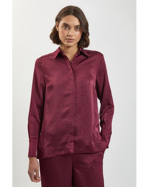 Karen Millen Petite Hammered Satin Relaxed Woven Shirt
