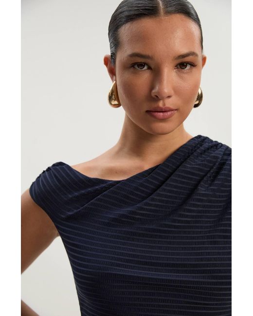 Karen Millen Black Textured Ruched Jersey Midi Dress
