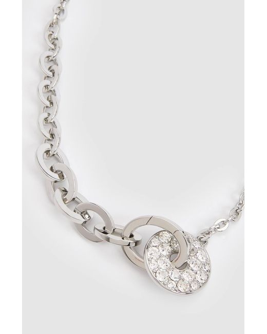 Karen Millen Black Crystal Ring Chain Necklace