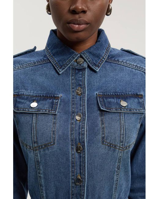 Karen Millen Blue Denim Boiler Jumpsuit