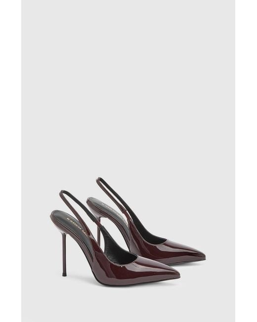 Karen Millen White Patent Leather Slingback Heeled Shoe