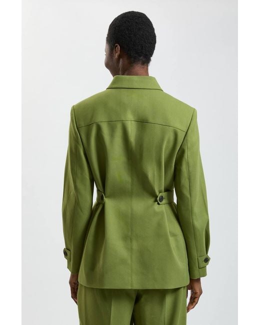 Karen Millen Green Herringbone Texture Utility Jacket