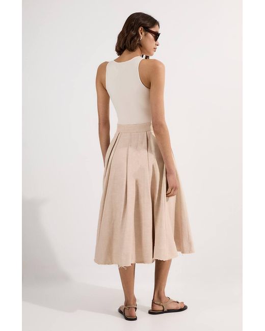 Karen Millen Natural Spring Tweed Tailored Pleated Full Skirt