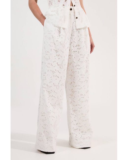Karen Millen Natural Cutwork Woven Straight Leg Trouser