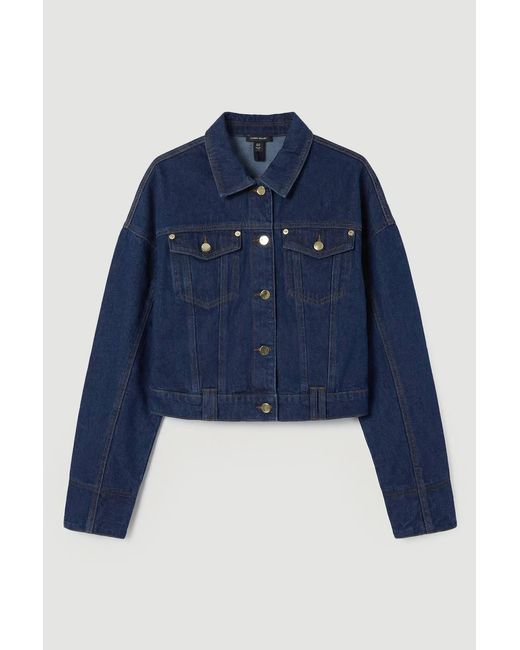 Karen Millen Blue Denim Cropped Jacket