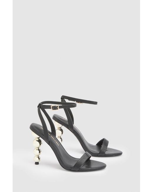 Karen Millen White Leather Heel Detail Strappy Sandal