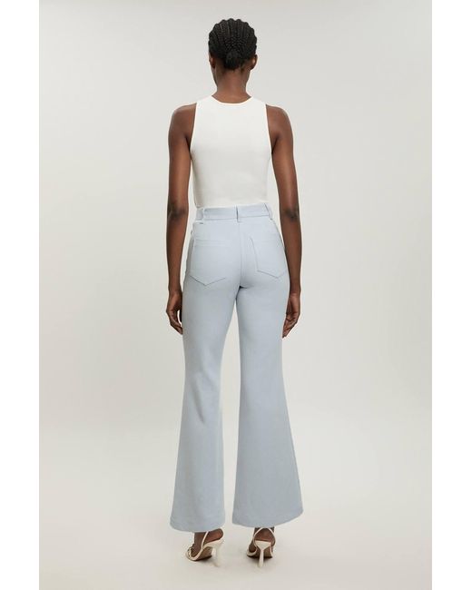 Karen Millen Blue Petite Compact Stretch Pocket Straight Leg Trousers