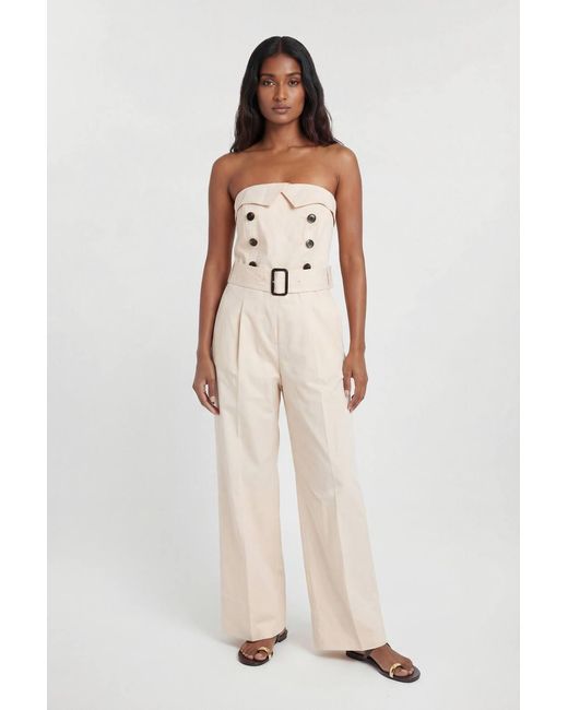 Karen Millen Natural Petite Tailored Cotton Trench Bandeau Jumpsuit
