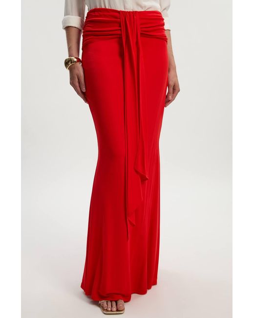 Karen Millen Red Premium Stretch Crepe Jersey Maxi Skirt