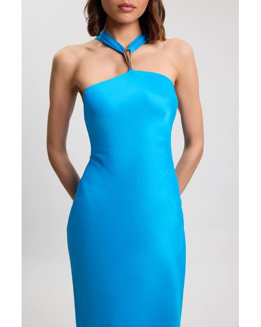 Karen Millen Green Satin Viscose Halter Neck Maxi Dress