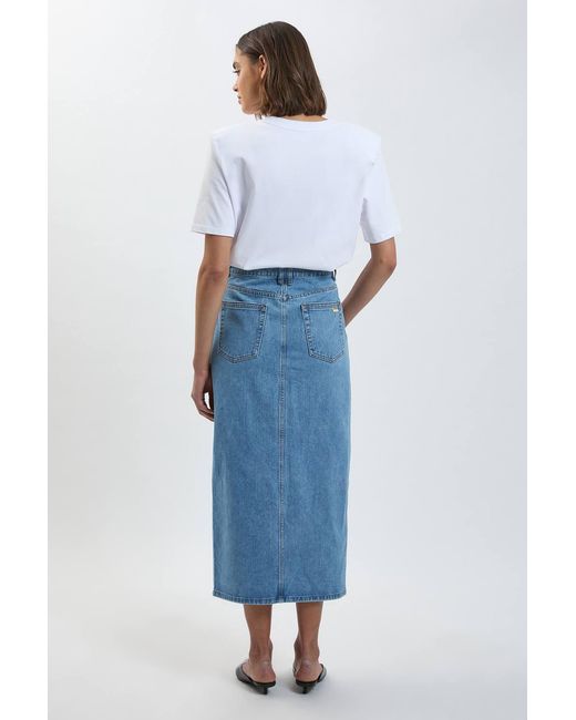 Karen Millen Blue Petite Forever Denim 5 Pocket Midi Pencil Skirt