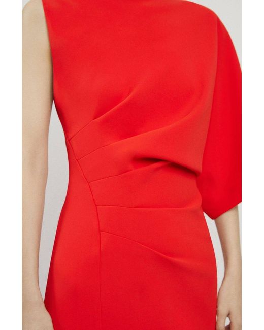 Karen Millen Orange Fluid Tailored Asymmetric Sleeve Maxi Dress