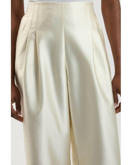 Karen Millen Natural Structured Satin Tailored Trouser