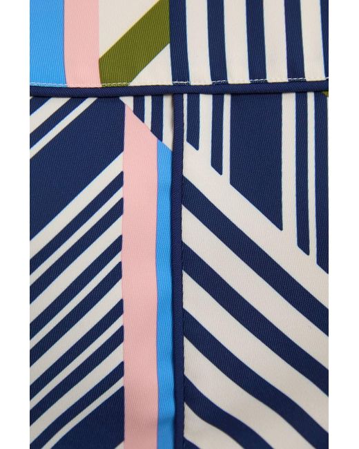 Karen Millen Blue Geo Print Twill Cap Sleeve Woven Top