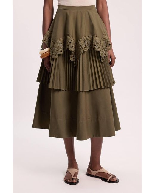 Karen Millen Green Ruffled Maxi Skirt