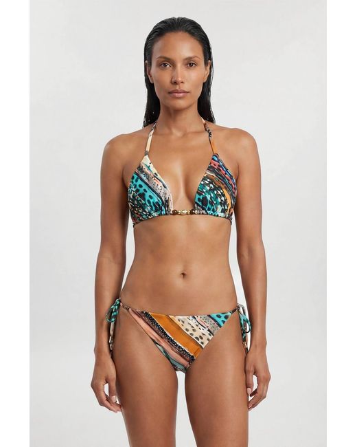 Karen Millen Multicolor Linear Animal Print Bikini Bottom