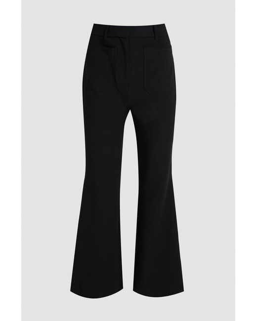 Karen Millen Black Compact Stretch Pocket Straight Leg Trousers