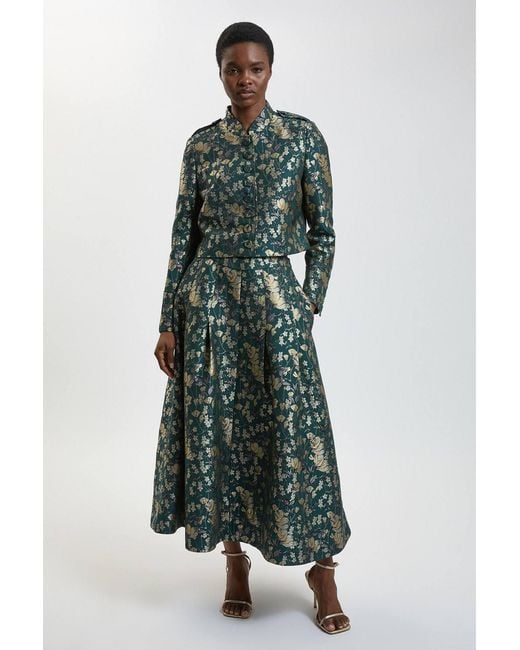 Karen Millen Green Jacquard Button Tailored Jacket