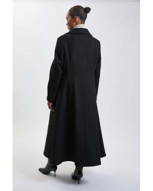 Karen Millen Black Plus Size Wool Tailored Flared Skirt Midi Coat