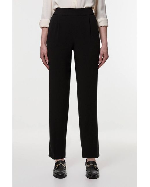 Karen Millen White Compact Stretch Essential Tailored High Waist Slim Leg Trouser