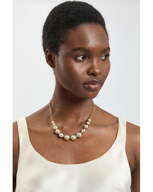Karen Millen Brown Logo Pearl Necklace