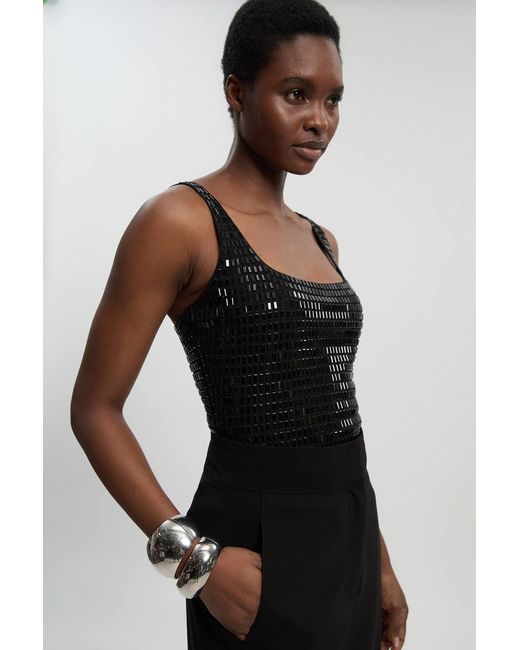 Karen Millen Black Premium Crystal Embellished Top