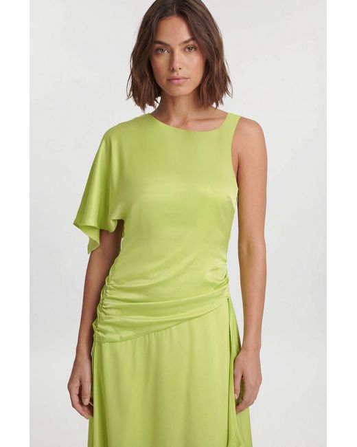 Karen Millen Green Viscose Satin Drape Midi Dress