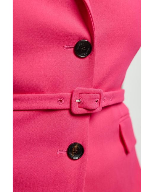 Karen Millen Pink Plus Size Tailored Structured Crepe Belted Sleeveless Blazer