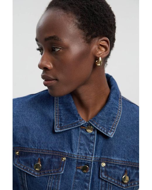 Karen Millen Blue Denim Cropped Jacket