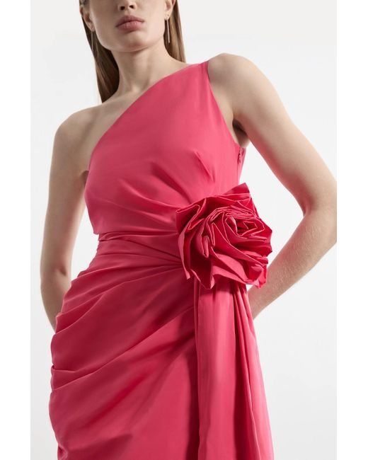 Karen Millen Taffeta Bandeau Tailored Rosette Drape Mini Dress
