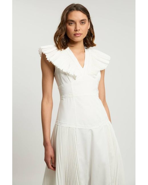 Karen Millen Natural Ruffled Midi Dress