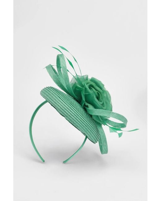 Karen Millen Green Flower Trim Pillbox Fascinator