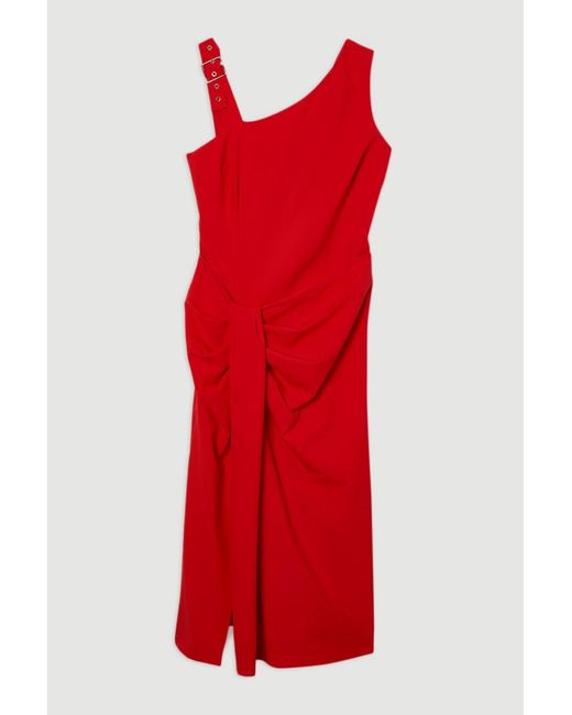Karen Millen Tailored Asymmetric Neck Strappy Detail Dress