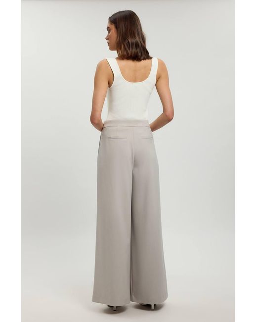 Karen Millen Gray Compact Stretch Wide Leg Trouser