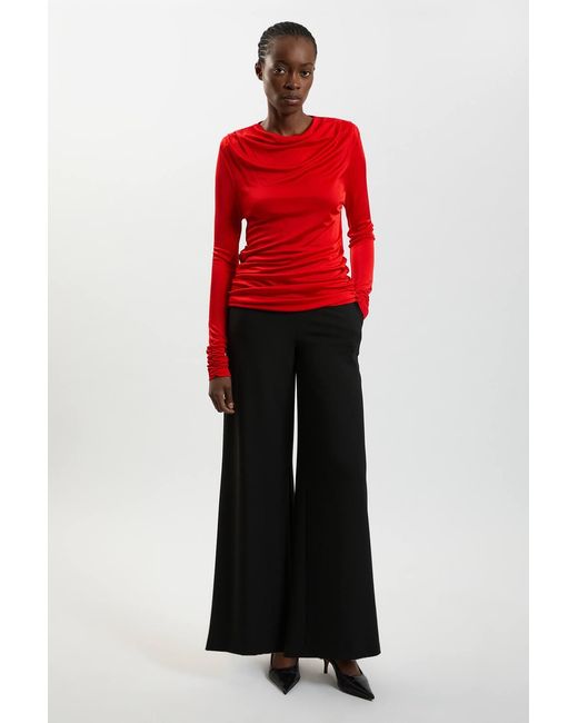 Karen Millen Red Cowl Viscose Crepe Neck Sleeveless Top