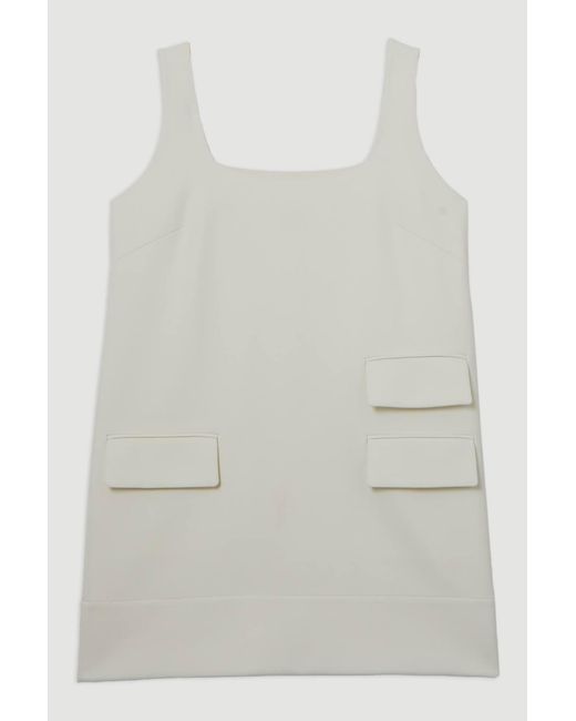 Karen Millen Blue Compact Stretch Essential Tailored Pocket Mini Dress