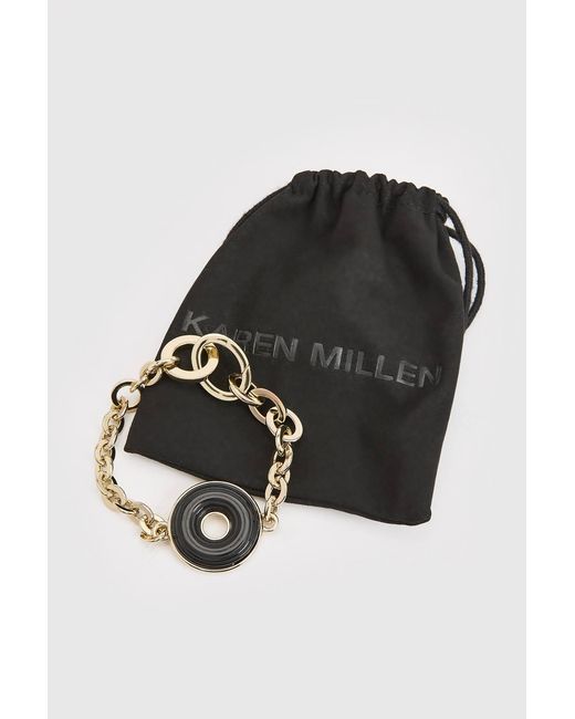Karen Millen Black Resin Ring Chain Bracelet