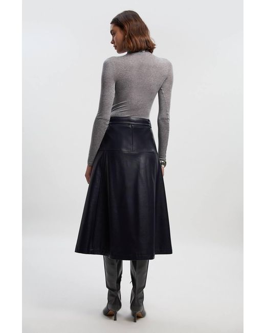Karen Millen White Faux Leather Belted Full Skirt