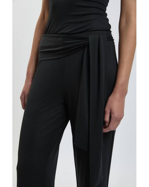 Karen Millen Black Viscose Jersey Tie Waist Trouser