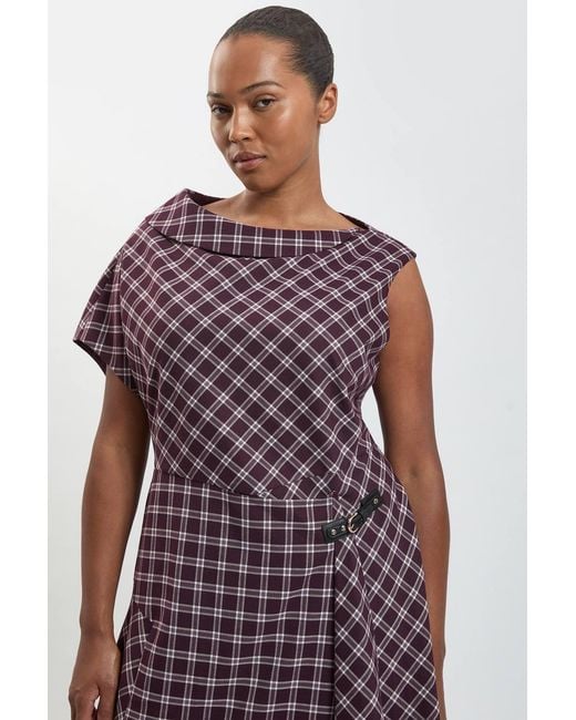 Karen Millen Purple Plus Size Check Tailored Dress