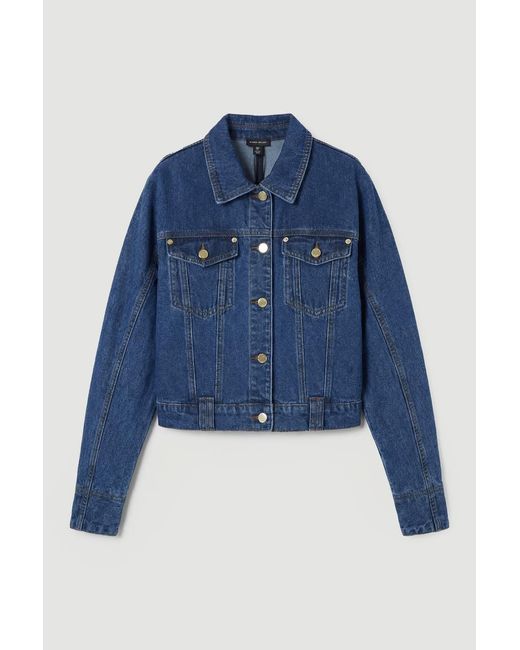 Karen Millen Blue Denim Cropped Jacket