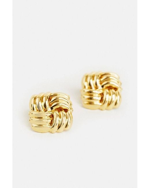 Karen Millen Metallic Quilted Stud Earrings