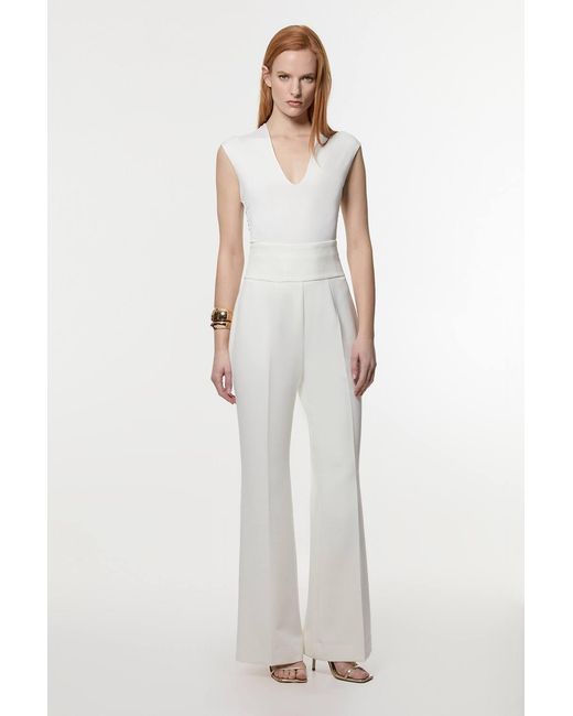 Karen Millen White Tailored Kickflare Trouser